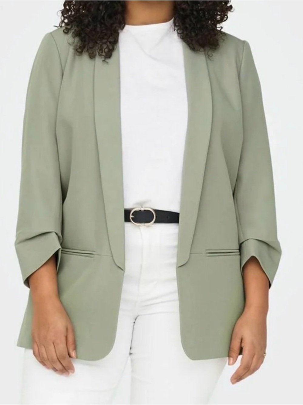 Open-Front Womens Blazer Jacket in Sage Green